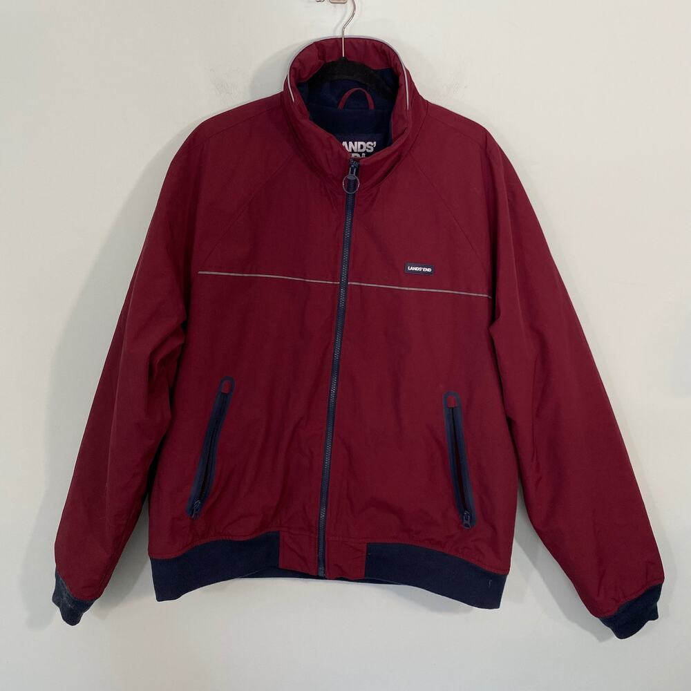 Lands' End Men's Maroon Fleece Lined Full Zip Jacket Size L (42-44)